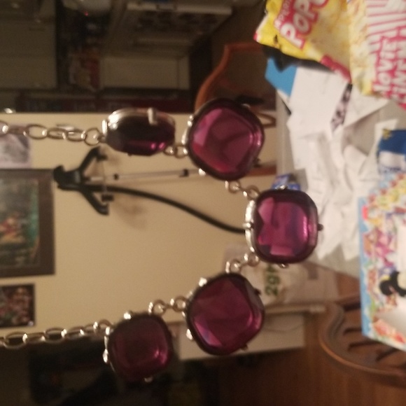 Five Faux Stone Purple Necklace - Picture 2 of 2